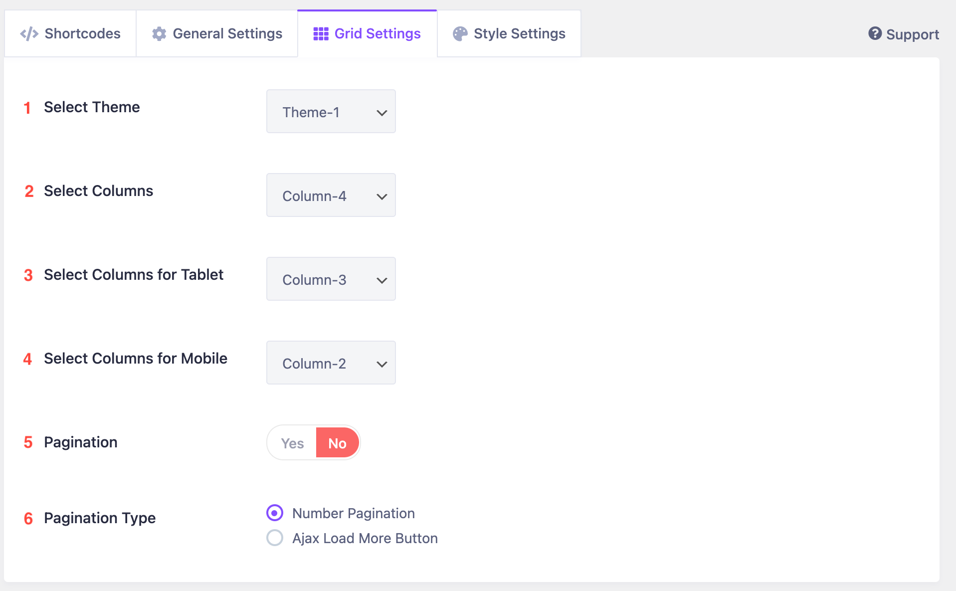 Grid Settings - wpWax
